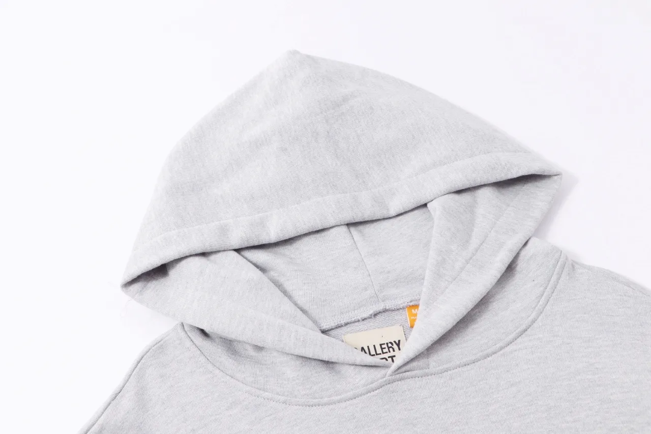 802#Gallery Dept New Slogan Horseshoe Design Printed Hoodie American High Street Hooded Sweatshirt Light Gray Blue S~XL P180